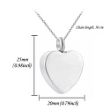 Pamětní, pietní urnový přívěsek, Srdce voděodolné, nerezová ocel 20 x 25 mm + řetízek 50 cm