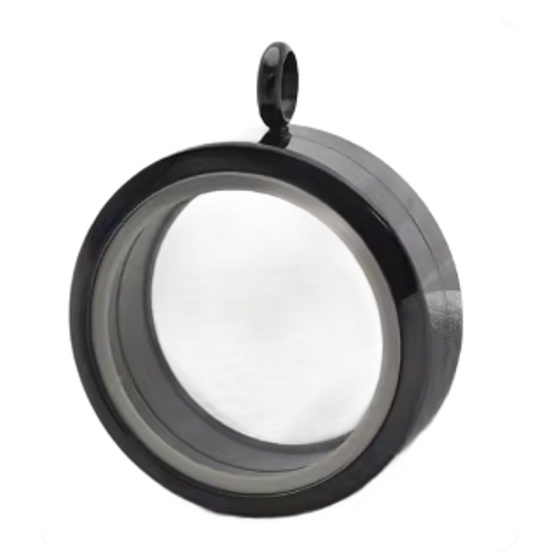 Medailon s otočným uzávěrem nerezový černá barva tloušťka 11 mm x 30 mm