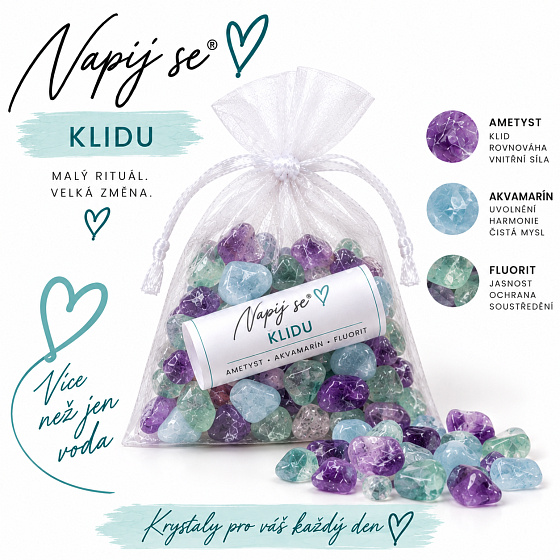 Napij se® klidu – výměnná minerální náplň | Ametyst, Akvamarín, Fluorit