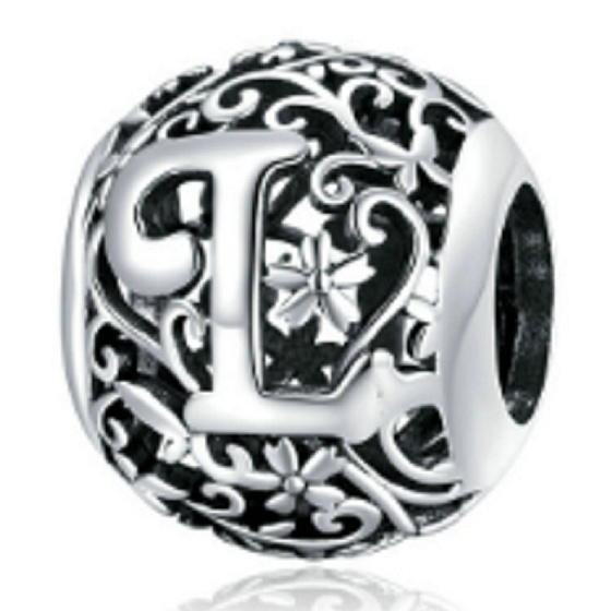 Charm Kouzelná abeceda písmeno L s květinami, korálek na náramek