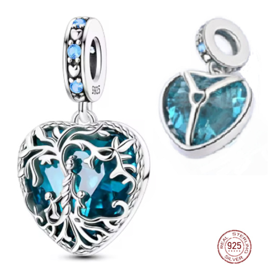 Charm Sterlingové stříbro 925 Strom života, srdce s ornamentem – ochrana, láska a vnitřní klid, přívěsek na náramek příroda Charm Sterlingové stříbro 925 Strom života, srdce s ornamentem – ochrana, láska a vnitřní klid, přívěsek na náramek příroda