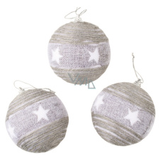 Szare bombki z gwiazdką do zawieszenia 8 cm, 3 sztuki Szare bombki z gwiazdką do zawieszenia 8 cm, 3 sztuki