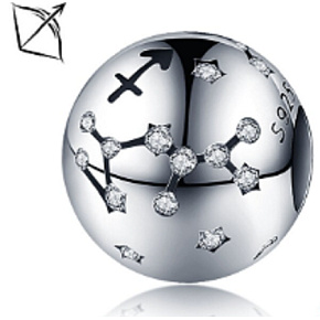 Charm Znamení zvěrokruhu Střelec + zirkony, korálek na náramek 9 mm