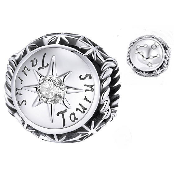 Charm Znamení zvěrokruhu, kubické zirkonie Býk, korálek na náramek