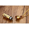Pamětní, pietní urnový přívěsek, Dutá trubice, voděodolná, nerezová ocel, zlatá 12,6 mm x 43 mm + řetízek 60 cm