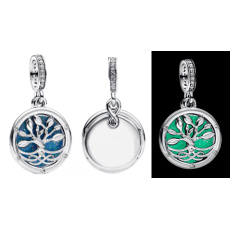 Charm Věčná pouta zářící ve tmě, strom a nekonečno, luminozní přívěsek na náramek rodina