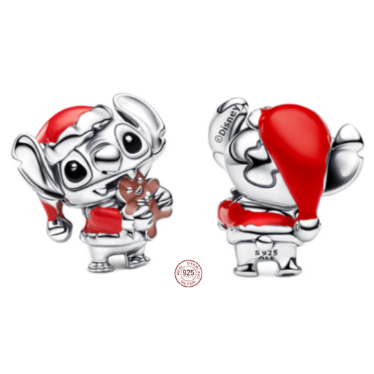 Charm Sterlingové stříbro 925 Disney Lilo & Stitch - Stitch, vánoční kouzlo, radost a přátelství, korálek na náramek, film