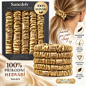 Hedvábná gumička do vlasů 100% přírodní hedvábí – šetrná scrunchie, zlatá 5 kusů