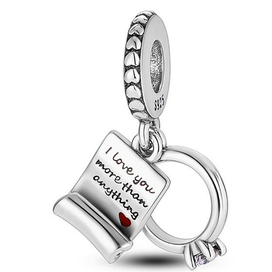 Zásnubní prsten a svatební slib, Miluji tě víc než cokoliv 2v1, stříbrný 925 přívěsek na náramek