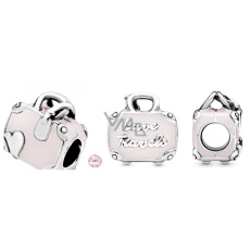 Charm Sterlingové stříbro 925 Kufr pro cestovatelky, korálek na náramek cestování