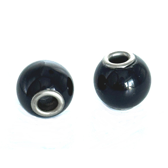 Achát černý, korálek přírodní kámen, dodává odvahu a sílu