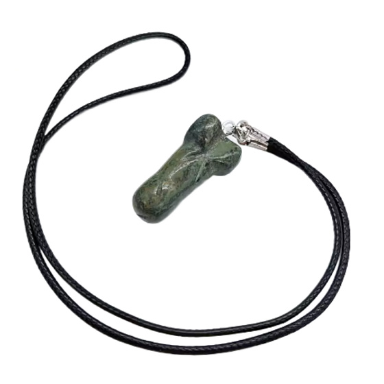 Zelený stromový jaspisový amulet ve tvaru penisu, přívěsek z přírodního kamene, ručně broušený, 3 cm, symbol plodnosti a kámen pozitivní energie