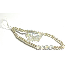 Přívěsek na mobilní telefon proti ztrátě s perličkami, motýlkem, obvod 30 cm