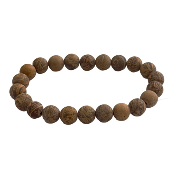 Jaspis Miriam, Sloní kůže, Caligraphy matný náramek elastický přírodní kámen, kulička 8 mm / 16 - 17 cm, kámen pozitivní energie