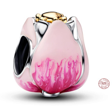 Charm Sterlingové stříbro 925 Tulipán, korálek na náramek – symbol lásky, něhy a nových začátků, květina Charm Sterlingové stříbro 925 Tulipán, korálek na náramek – symbol lásky, něhy a nových začátků, květina