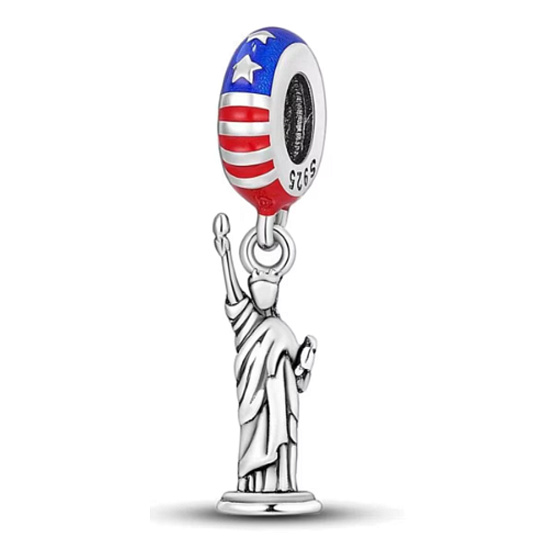 Charm USA Americká vlajka - Socha Svobody, přívěsek na náramek cestování