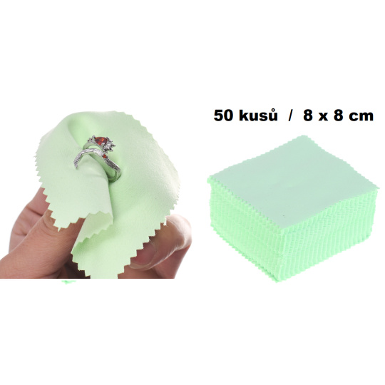 Čisticí utěrka - hadřík na stříbro zelená 8 x 8 cm 50 kusů Čisticí utěrka - hadřík na stříbro zelená 8 x 8 cm 50 kusů