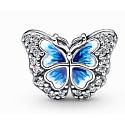 Charm Modrý třpytivý motýl, korálek na náramek zvíře