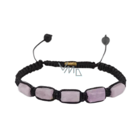 Kunzit náramek ručně vázaný, přírodní kámen, nastavitelný, kámen emocí