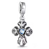 Charm Duchovní symbol, Kříž s modrým srdcem se symbolikou lásky a míru, přívěsek na náramek