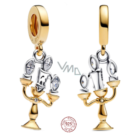 Charm Sterlingové stříbro 925 Disney, Kráska a zvíře, Lumière – kouzelný svícen, přívěsek na náramek film