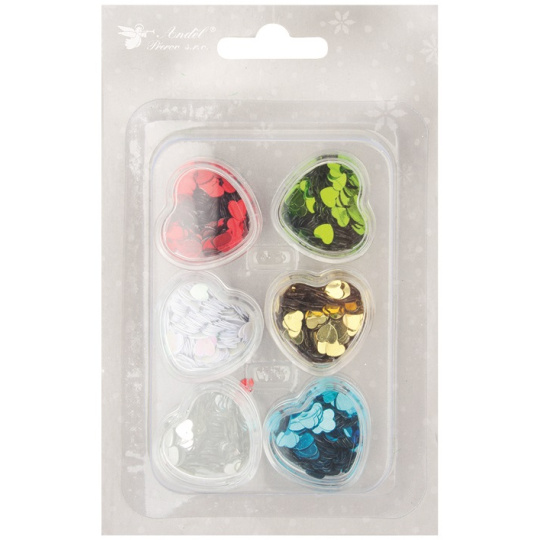 Flitry srdíčka 5 mm, barevný mix 18 g