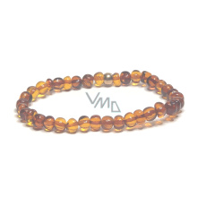 Jantar Baltský koňakový náramek elastický přírodní, nugerka nepravidelná cca 5 mm / 16 - 17 cm, ztuhlé sluneční světlo