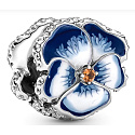 Charm Modrá maceška, korálek na náramek květina