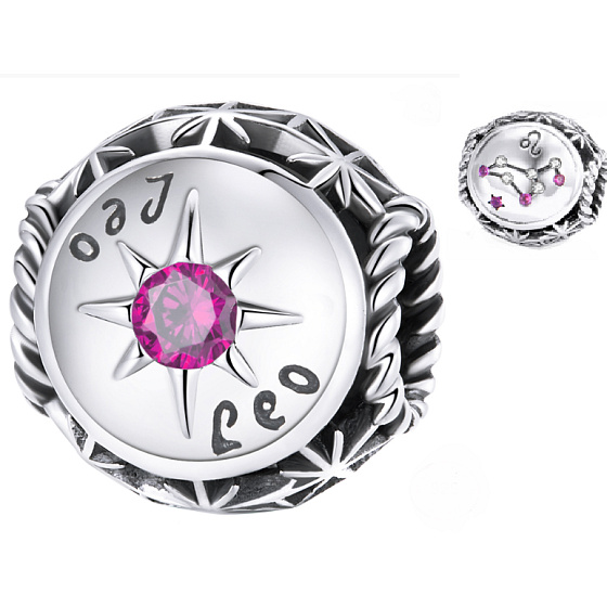 Charm Znamení zvěrokruhu, kubické zirkonie Lev, korálek na náramek