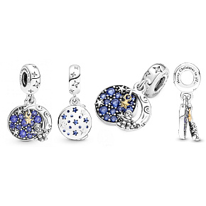 Charm Santa na měsíci 2v1, přívěsek na náramek Vánoce