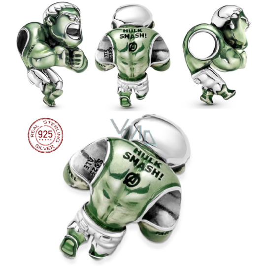 Charm Sterlingové stříbro 925 Marvel The Avengers, Hulk, korálek na náramek, film
