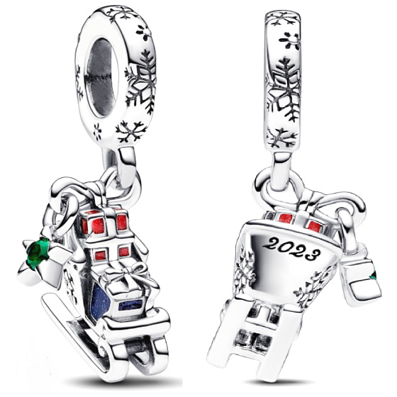 Charm Sáně s dárky, přívěsek 2023, na náramek vánoce