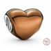 Charm Sterlingové stříbro 925 Metalické hnědé srdce, korálek na náramek, láska