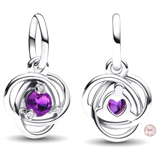 Charm Sterlingové stříbro 925 Fialový kruh věčnosti únor, přívěsek na náramek symbol Charm Sterlingové stříbro 925 Fialový kruh věčnosti únor, přívěsek na náramek symbol