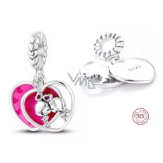 Charm Sterlingové stříbro 925 Pár v lásce, 2v1 přívěsek srdce na náramek láska