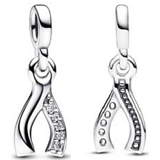 Charm Sterlingové stříbro 925 Mini medailon - Kost přání, přívěsek na náramek symbol