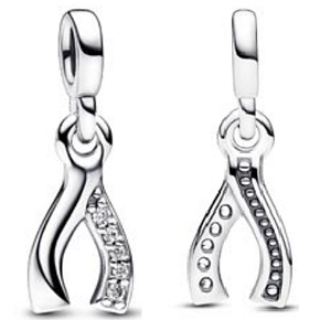 Charm Mini medailon - Kost přání, přívěsek na náramek symbol