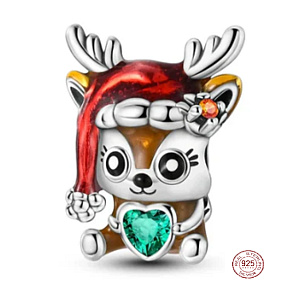 Charm Vánoční Sob se srdcem, korálek na náramek Vánoce