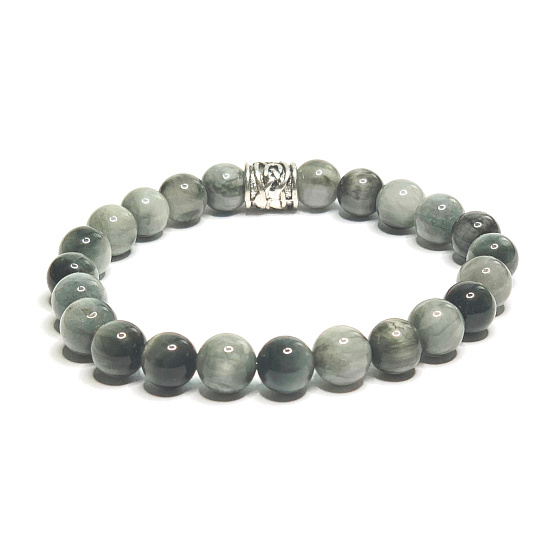 Sokolí oko / Hawk Eye náramek elastický přírodní kámen moudrých předků