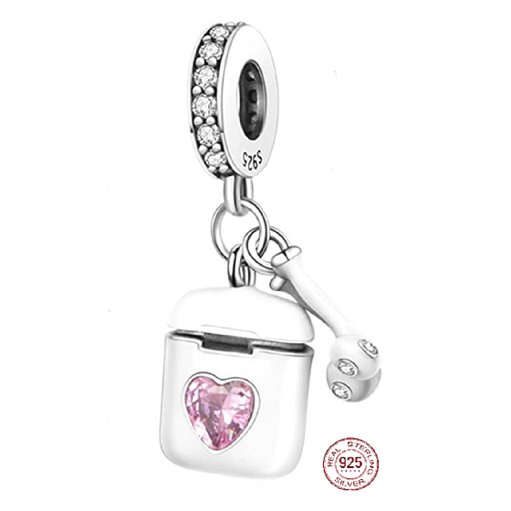 Charm Airpods sluchátka s růžovým srdcem, 2v1 přívěsek na náramek zájmy