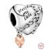Charm Sterlingové stříbro 925 Srdce s řetízkem Keep me safe, korálek na náramek láska