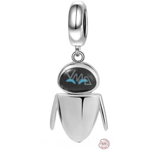 Charm Sterlingové stříbro 925 Disney Pixar Wall-E, Eva robot, přívěsek na náramek film