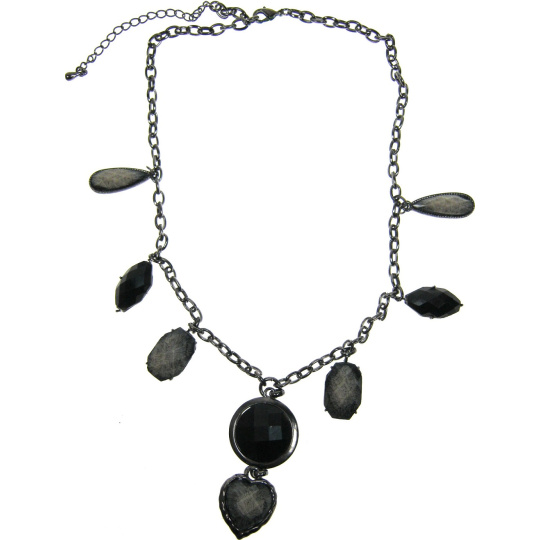 Náhrdelník tmavě šedý s kameny 47 cm