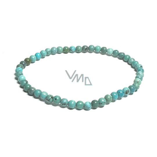 Tyrkys náramek elastický přírodní kámen, kulička 4 mm / 16 - 17 cm, kámen šětěstí, talisman cestovatelů a milovníků zvířat