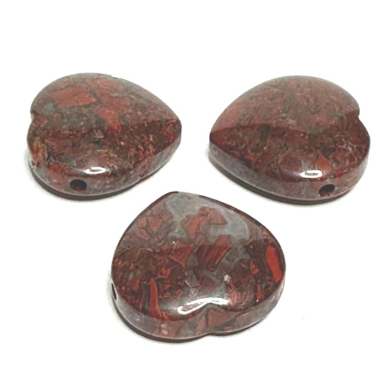 Jaspis brekcie Srdce vrtané přívěsek přírodní kámen 30 mm, kámen pozitivní energie