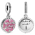 Charm Narozeninový dort růžový, přívěsek na náramek narozeniny