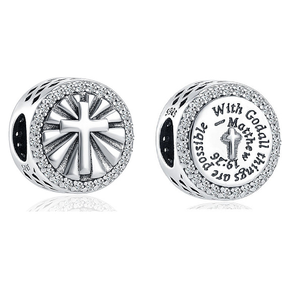 Charm Duchovní symbol, s bohem je možné vše Matouš 19:26, korálek na náramek