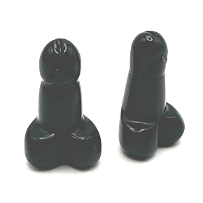Chalcedon černý Penis pro štěstí, přírodní kámen na postavení cca 3 cm