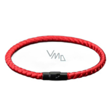 Lanový Magnetický náramek – červený 21,5 cm x 4 mm, unisex