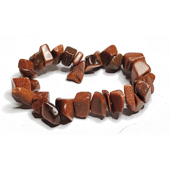 Goldstone zlatý náramek přírodní elastický sekaný 16 - 17 cm, kámen ambicí